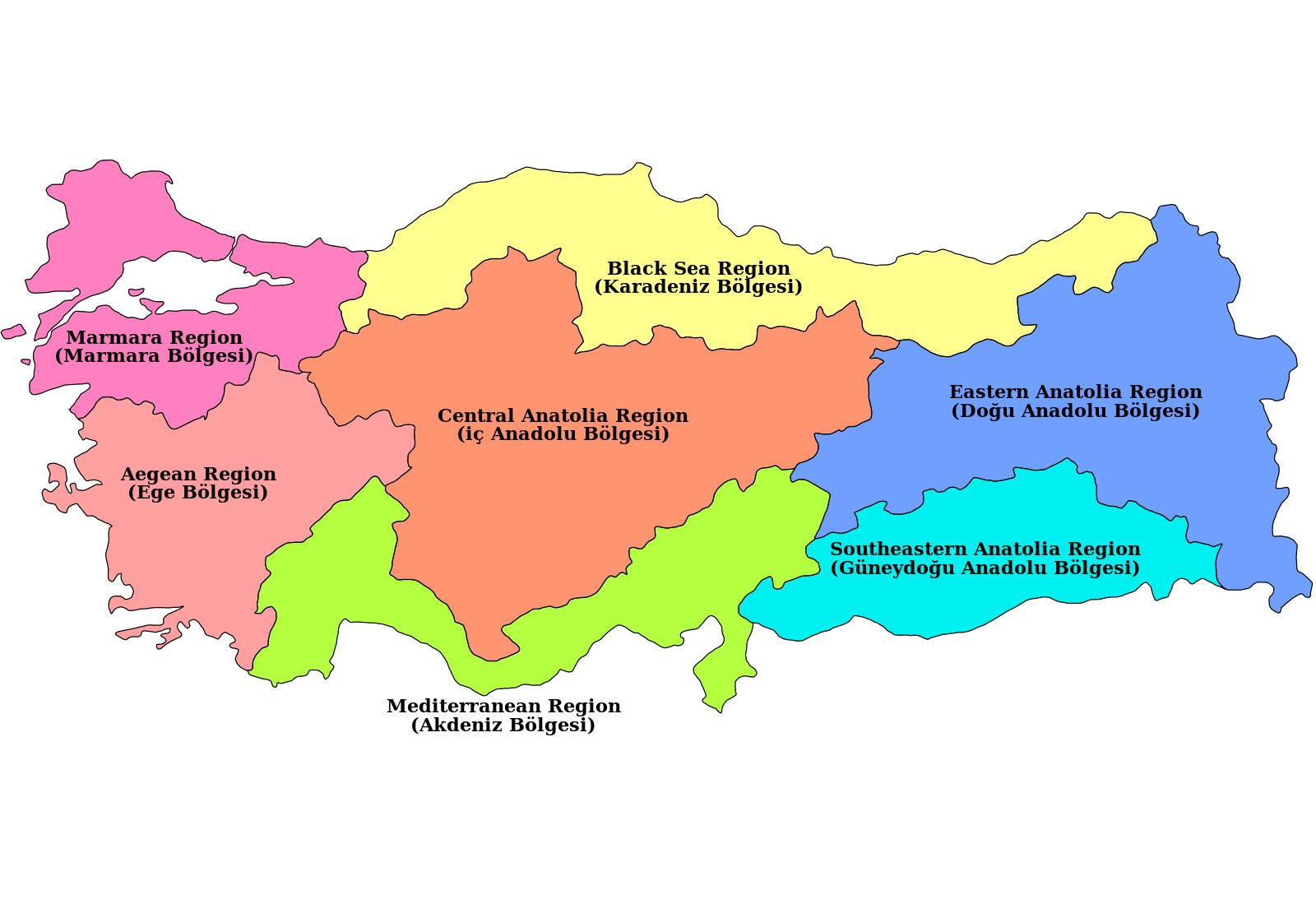 Turkei Region Map Karte Von Der Turkei Region West Asien Asia