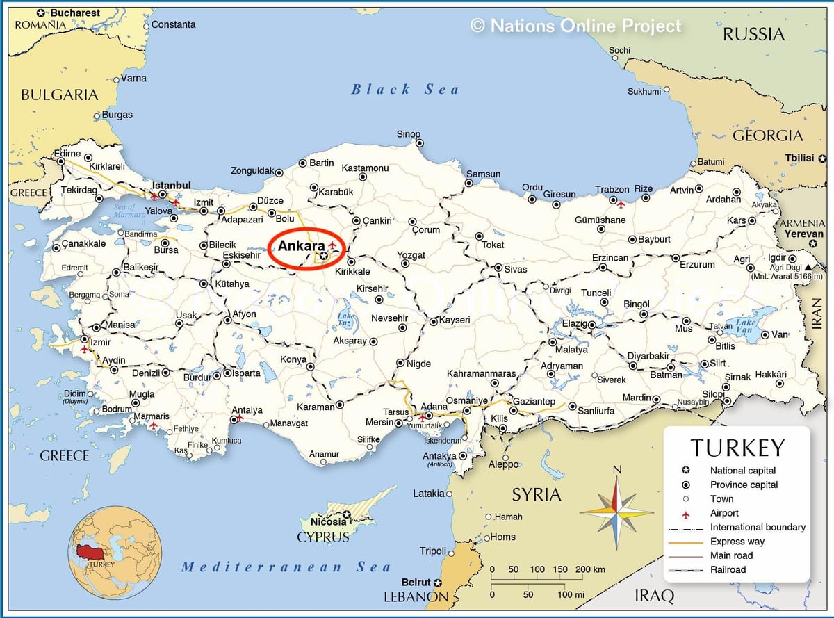 Karte von der Türkei Hauptstadt