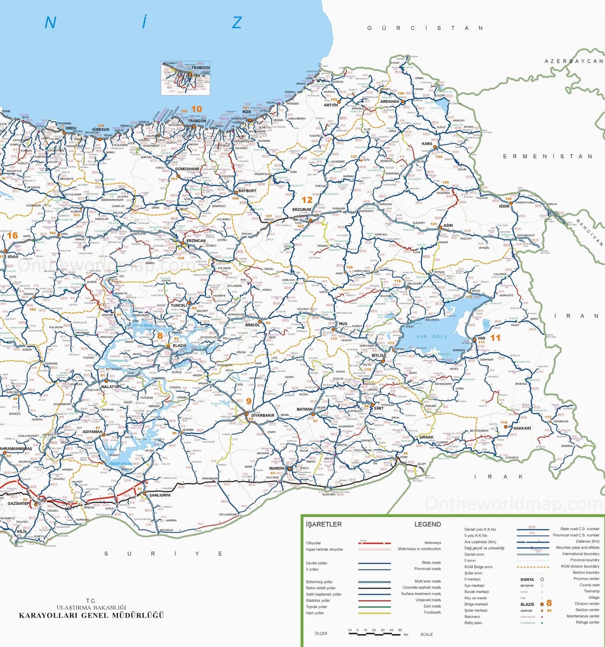 detaillierte Karte der südlichen Türkei