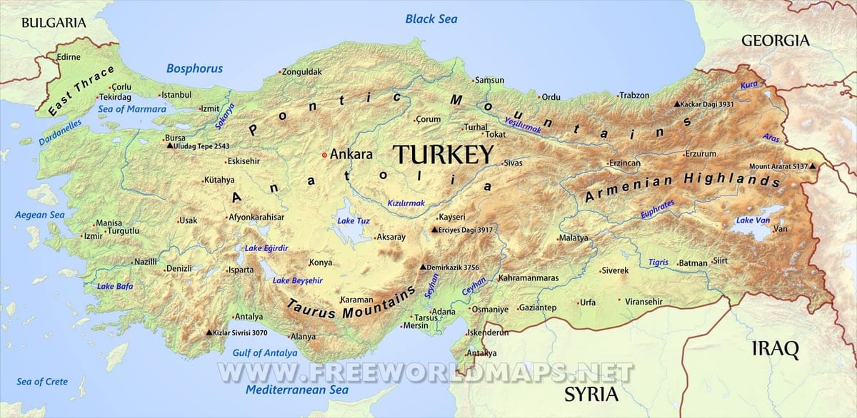Karte von der Türkei Berg