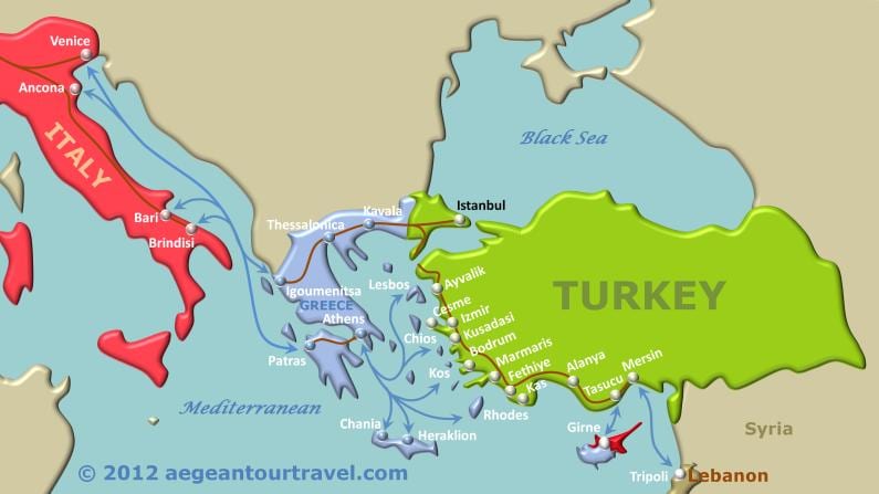 Karte von der Türkei Fähre