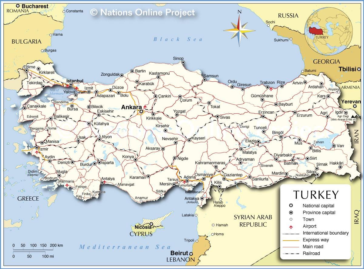 Karte von der Türkei Meer