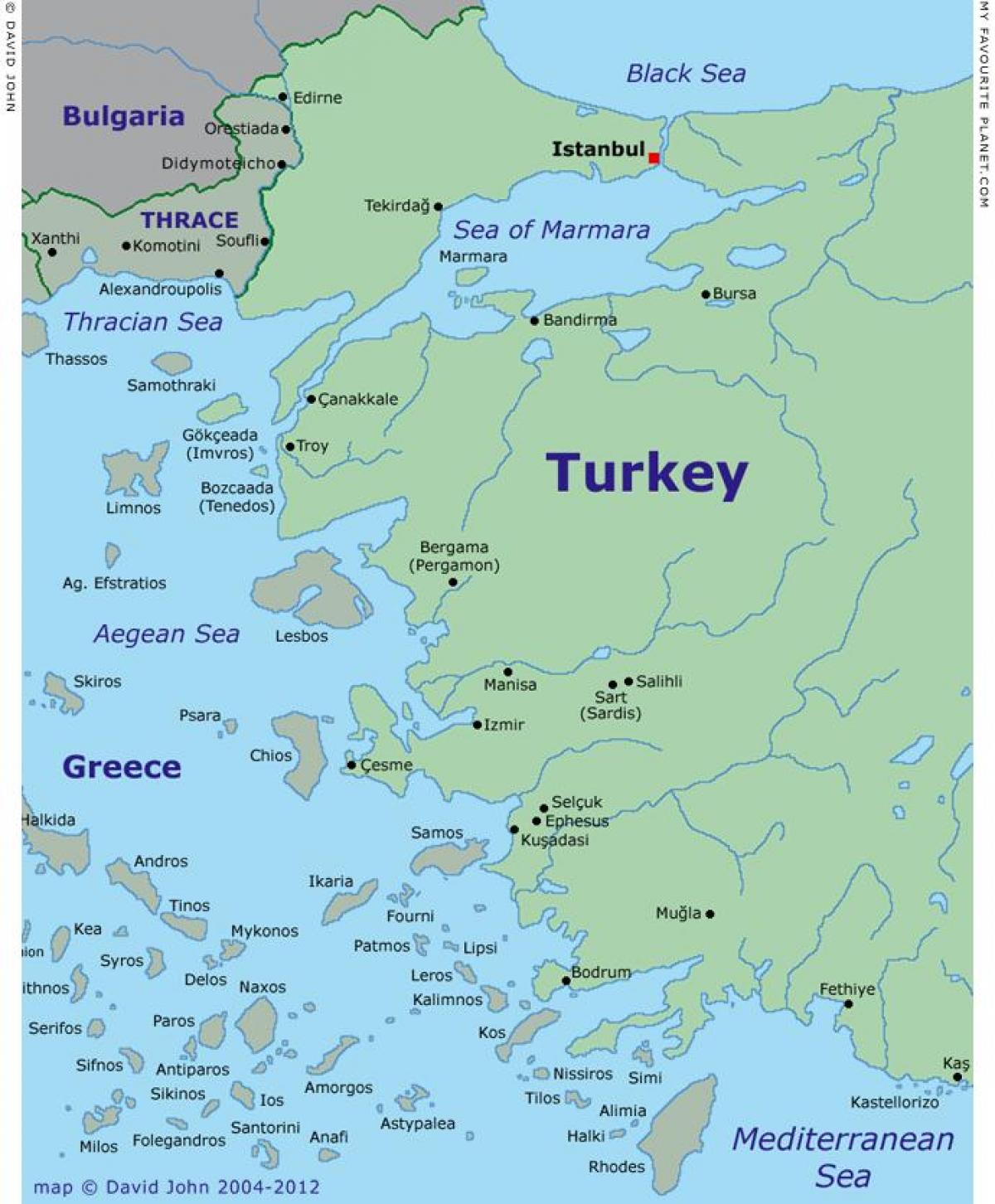 Türkei Westküste-map - Landkarte der Türkei, Westküste (West-Asien - Asia)