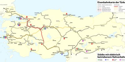 Karte von der Türkei Eisenbahn