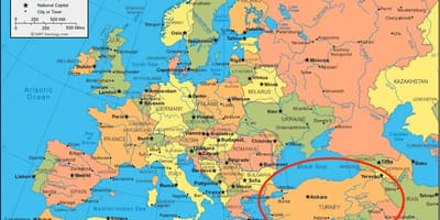 Karte von Türkei Europa