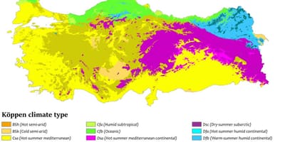 Karte von der Türkei Klima